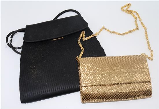 Black evening bag and gold evening bag
